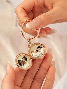 Customized Metal Mirror Keychain, Can Customize Photo And Text, Valentine's Day Gift For Boyfriend - Customized Photo Keychain - Engraved Pendant Keychain, Unique Name Design - Men's Keychain - Our First Valentine's Day, Valentine's Day Gift, Couple Gift, Unforgettable Commemorative Gift For Special Occasions - Multicolor - View 5