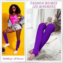 Long Leg Warmers Women 24 Inch Over Knee Knit Ribbed Leg Warmer Stirrup Yoga 80s Party Dance Ballet Supply - 均碼 + 紫色 + 1 - 查看 4