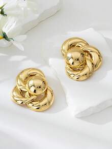 1 Pair Fashionable Minimalist Asymmetrical Geometric Wrap Clip-On Earrings, Gift For Women, Mother's Day