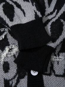 Áo len nam dài tay cổ chữ V in chữ, dáng rộng thoải mái hiệu ANDREILEE, kiểu dáng đường phố đa năng, thích hợp cho mùa xuân, thu và đông. - màu đen - Xem 6