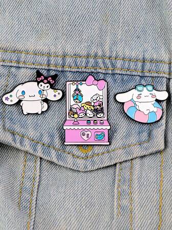 1 Sanrio Cute Cartoon Brooch, Badge, Clothing, Backpack, Accessory, Pin, Alloy Badge, Enamel Pin, Lapel Pin, Backpack Badge, Women's Brooch, Clothing, Gift, Jewelry, Fashion Accessory