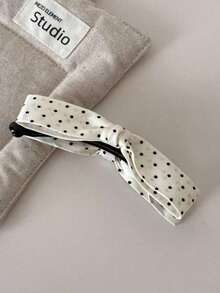 Sweet Black And White Polka Dot Bow Banana Clip, Polka Dot Bow Hair Clips, Handmade Bow Hair Barrettes Clips French Spotted Bowknot Slides Hair Barrettes Accessories, Hair Claws - 彩色 - 查看 3