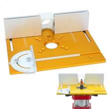 آلة تشذيب حواف النجارة C8 مع طاولة عمل قابلة للرفع، لوحة إدخال الراوتر من سبيكة الألومنيوم، طاولة التفريز مع لوحة مقلوبة وخطاف الدفع، منضدة منشار صغيرة للنجارة مع قاعدة ضغط لأسفل وطاولة عمل مقلوبة - أصفر - مشاهدة 3