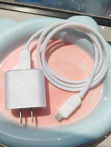 5pcs Solid Color TPU Charger & Data Cable Protector Case Compatible With Iphone 17/16/15/14, Compatible With Apple 18/20W Charger, Ideal Gift For Friends - Clear - View 6