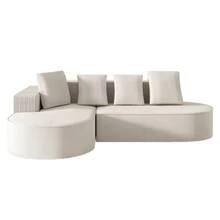 Fully Compressed Frameless Sofa, Modular Sofa (L-Shaped Chaise Lounges), Modern Cloud Sofa (Deep Seats), Compressed Foam Sofa (No Assembly Required) - White - View 4