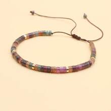 1PC 4mm Natural Stone Bracelet, Amethyst Wood Grain Turquoise Design For Gift Exchange Handmade Braided Unisex Beaded Bracelet Bridal Shower Festival Travel All Seasons Fashion Bohemian Retro Accessories - 壽山石(優化) - 查看 11