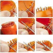 Telar de Ganchillo Manual, Diseño Ergonómico, Alambre Metálico, Color Naranja, con Liberación Automática, para Manualidades y Tejido en el Hogar - 1 - Ver 5