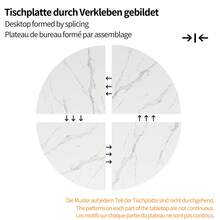 Round Dining Table (1 Piece), Kitchen Table, Breakfast Table, Black And White Marble-Effect Metal Legs - White - View 6