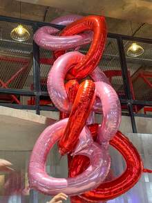 1/3个42英寸空心心形铝箔气球，巨型红色/粉色心形气球，适用于生日派对、婚礼、订婚、周年纪念、新娘送礼会、拍照、情人节浪漫装饰、心连心气球装饰 - 彩色 - 查看 7