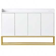 Modern Minimalist Sideboard, 4-Door Handleless Buffet For Dining Room, Living Room, Kitchen (White) - 白色 - 查看 6