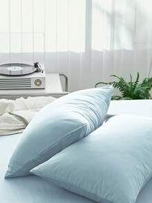 1pc Light Blue Anti-Pilling Breathable Solid Color Japanese Style Small Size Pillow Case & Decorative Bed Pillow Cover, Twin/Full/Queen/King - Baby Blue - View 7