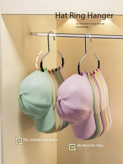 2/4pcs New Hat Rack Organizer, Each Rack Can Hold Up To 8 Hats, Suitable For Home/Dorm Closet Storage, Can Hang Hats, Scarves, Belts, Bags, Multi-Functional Hat Display Rack, Damage-Free Hanging Hook Space Saver