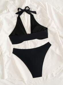 Conjunto de bikini de playa, manantial y vacaciones sexy y de moda para mujeres, al por mayor - Negro - Ver 5