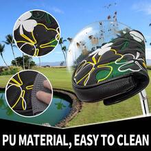 Black Floral Pattern Golf Club Head Cover, PU Material, Dust-Proof And Wear-Resistant, Embroidered Design, The Best Choice For Protecting Your Golf Clubs. - Black - View 6