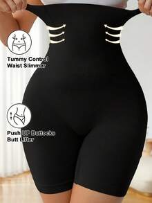 1pc Women's High-Waisted Tummy Control Butt Lifting Shaping Shorts - Opaque Heavy-Duty Compression Underwear, Postpartum Belly, Workout & Everyday Pants, Washable (No Padding) - 黑色 - 查看 6