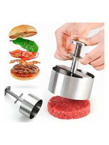 Molde para Hamburguesas de Acero Inoxidable, Antiadherente y Fácil de Limpiar. Bluelander - Plateado - Ver 6