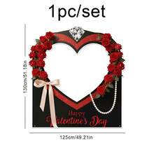 1 set di cornici portafoto a forma di cuore e fiore di rosa con decorazioni di diamanti per la festa di San Valentino, per uso interno ed esterno - Multicolore - Visualizzare 9