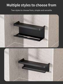 2-In-1 Kitchen Paper Towel Holder & Spice Rack, Wall-Mounted Cling Film & Paper Towel Dispenser, Tissue Box Organizer, Kitchen Storage Rack - Multicolor - View 7