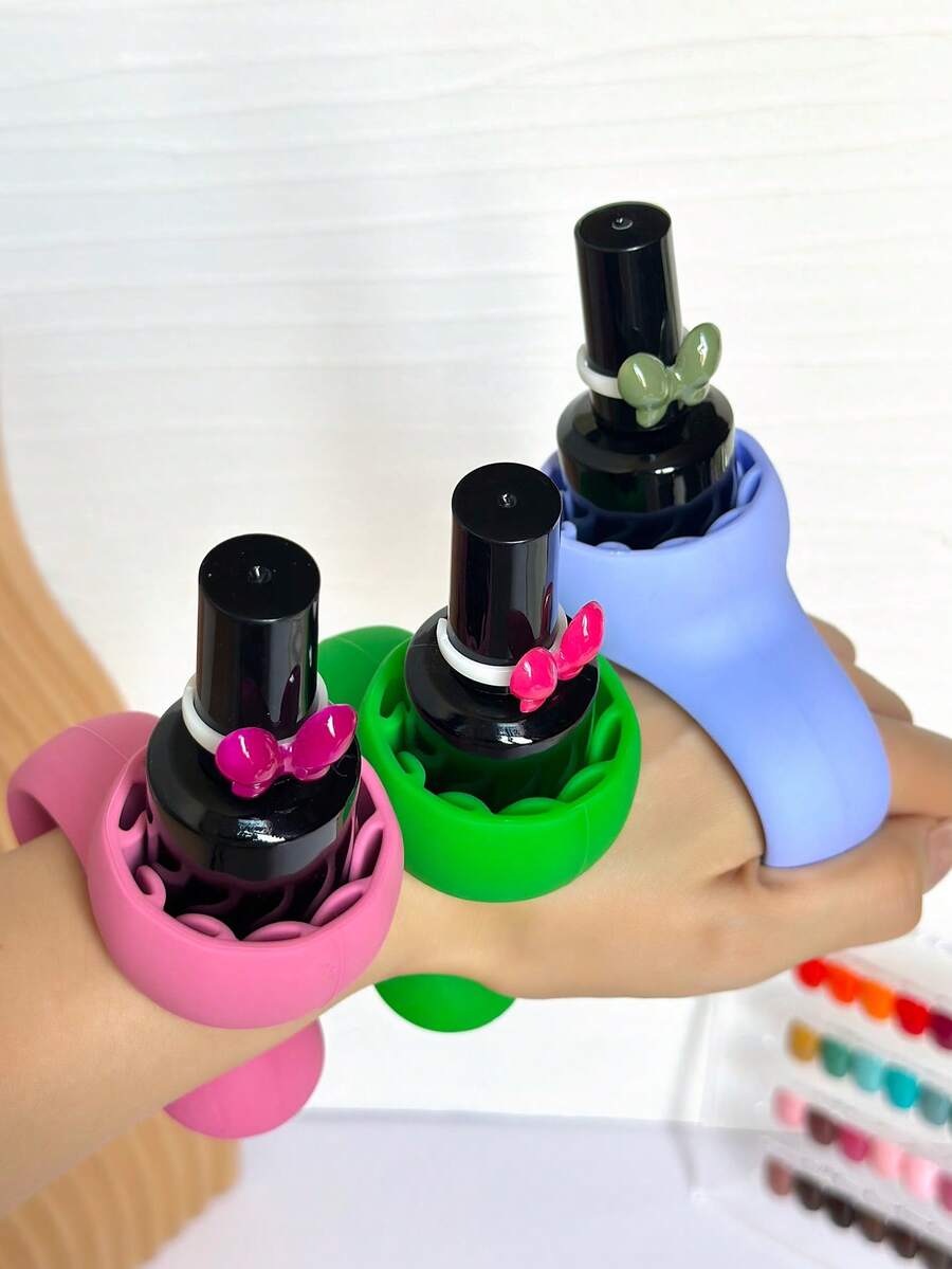 Adjustable Silicone Nail Polish Bottle Holder, Portable Manicure Tool Stand - Multicolor - View 1