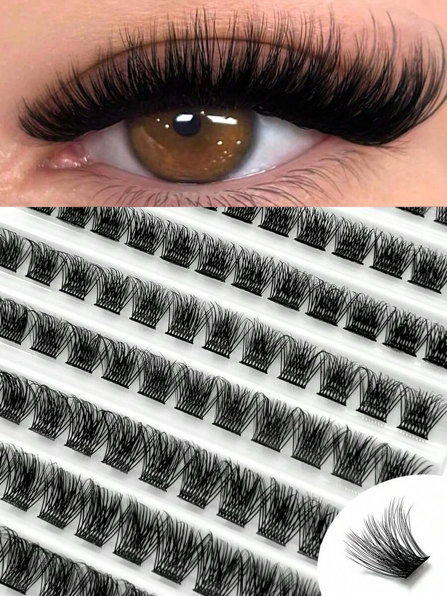 120pcs Individual False Eyelashes, DIY Eyelash Extension, Lightweight Soft Cluster Lashes For Daily Use, Natural Looking Wispy Lashes - C - View 1