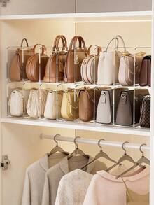 1个透明塑料袋收纳分隔架，亚克力衣柜架，手提包收纳架，透明袋收纳架 - 無色 - 查看 7