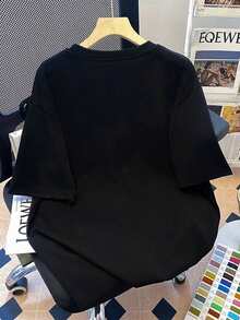 Female Leopard And Bowknot Printed Round Neck Short Sleeve T-Shirt, Summer, Plus Size Women's Street Fashion , Summer Plus Size Women's Top, Suitable For New Year, Festivals, Daily Wear, Outing, Festivals, Beach, Party, Going To School, Attending Music Festivals, Vacation, Commuting. This Summer Round Neck Short Sleeve Can Be Used As A Family, Boyfriend, Girlfriend, Friends, Christmas, New Year's Gift, Essential Round Neck Short Sleeve T-Shirt Top.