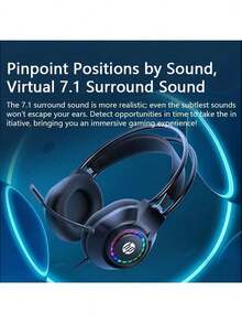 HP 1600 有線頭戴式遊戲耳機 配戴舒適電競適用 黑神話網課學習立體聲 黑色7.1聲效 筆記本桌上型電腦吃雞暢玩 - 黑色 - 查看 2