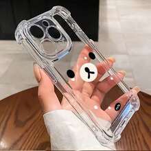 Rilakkuma Bear Cute Phone Case For  16 15 14 13 12 11 Pro Max X XR Xsmax 8 7 Plus, Anti-Fall Transparent Soft Back Cover - Estilo 1 (1 pieza) - Ver 6