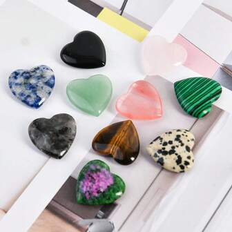 什锦迷你心形水晶石 - 优雅宝石点缀，适用于DIY珠宝、冥想和平衡 - 完美礼物之选