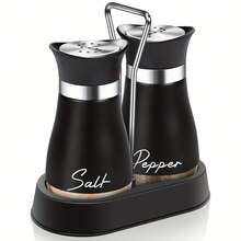 2 Pieces Salt And Pepper Shaker Set, Salt And Pepper Set With Stand, Reflow Salt Shaker, 4-Ounce Bottle, Modern Farmhouse Kitchen, Kitchen Gift Creativity, Kitchen Essentials, Modern Design, Modern Kitchen Decoration, High-Quality Kitchen Utensils, - Multicolor - View 14