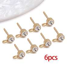 6pcs Cubic Zirconia Stud Earrings, Stainless Steel Crystal Hoop Earrings, Suitable For DIY Earring Jewelry Making Materials - Multicolor - View 13