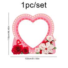 1 set di cornici portafoto a forma di cuore e fiore di rosa con decorazioni di diamanti per la festa di San Valentino, per uso interno ed esterno - Multicolore - Visualizzare 7