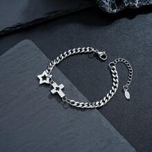 1pc Gothic Cross Chain Bracelet, Dark Style Edgy Niche, Unisex High-End Minimalist Unique Jewelry - Multicolor - View 7