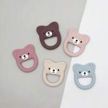 1个婴儿硅胶牙胶，可爱猫形磨牙玩具，易于抓握 - 彩色 - 查看 4