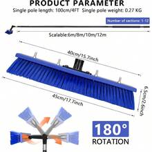 Window Solar Panel Cleaning Kit 12m Length Window Washing Cleaner Equipment Water Fed Pole Kit Solar Panel Roof Glass Cleaner Tool - Blue - View 2