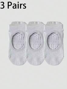 1/3/5双装女士瑜伽袜，透气网眼防滑专业普拉提健身运动踝袜，带硅胶防滑条，夏季款 - 彩色 - 查看 8