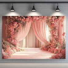 Phông nền chụp ảnh cưới bằng polyester 2D phẳng 1 mảnh in hình vòm hoa lãng mạn lý tưởng cho trang trí đám cưới, sinh nhật, kỷ niệm, sự kiện gia đình và sân vườn - 1 cái - Xem 2