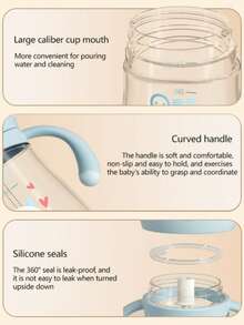 1pc 240ml Cute Cartoon Design Children's Cup, Adorable Baby Training Cup, High-Quality Leak-Proof & Anti-Drop Material, With Comfortable Handle & Weighted Ball, Suitable For Babies 6 Months+, Home, Outdoor, Kindergarten Use, Holiday Gift - 汪先生藍色 - 查看 5