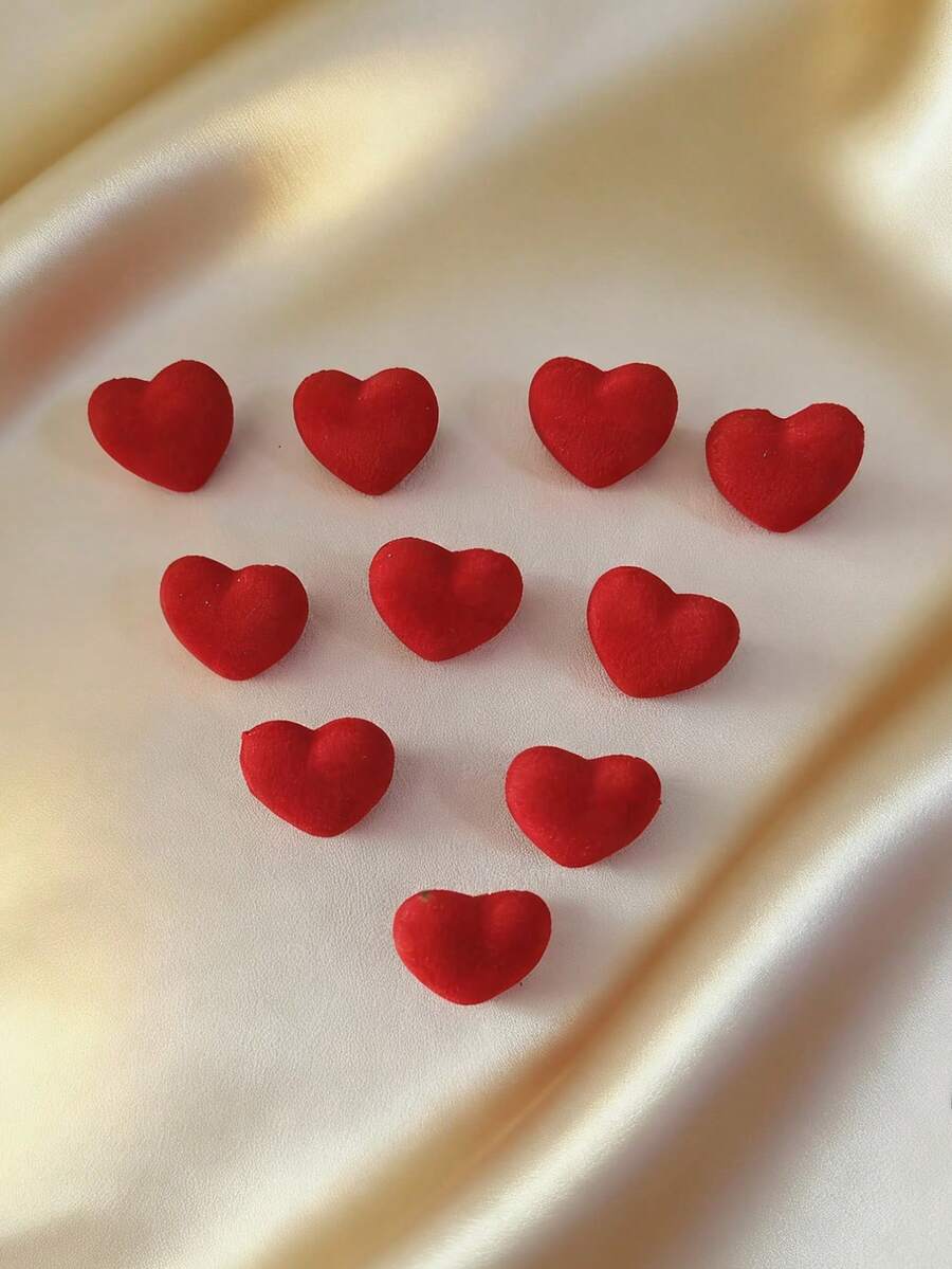 10pcs/Set Kids Flocked Heart & Butterfly Resin Hair Clips, Cute & Sweet Hair Accessories For Little Girls, Unique Braiding Decor For Weddings, Fashionable & Versatile Hair Clips For Daily, Party, Wedding Use, Valentine's Day (Random Card)