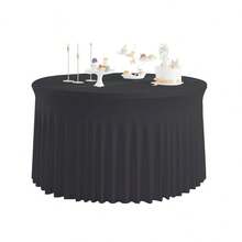 2pcs 48in/60in/72in Round Stretch Tablecloth, Wrinkle-Resistant Banquet Event Wedding Party Hotel Restaurant Dining Table Cover - Multicolor - View 18