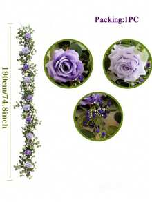 190cm Violet Silk Cloth Jasmine Vine 1pc, Suitable For Home Decor, Wedding Decor, Tabletop Centerpiece, Party Decor, Holiday Decor - Purple - View 4
