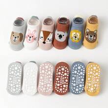 6双卡通动物图案防滑婴儿袜