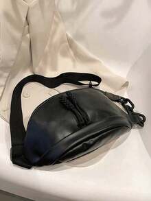 Fashionable Classic Large Capacity Casual Solid Color PU Waterproof Fabric, Paired With Characteristic Shoulder Straps, Edge Pocket Design, And Slanted Shoulder Chest Pockets, Is Very Suitable For Various Occasions Such As Travel, Sports, Shopping, And Going Out. - Black - View 7