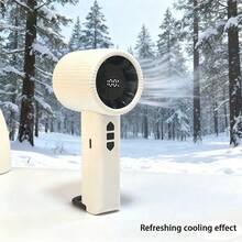 Portable High-Speed Handheld Fan, USB Fast Charging, Digital Display 100 Adjustable Speeds, With Hook, Compact Yet Powerful Cooling For Office Desk And Outdoor, 1200mAh Rechargeable