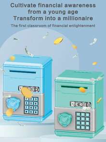 儿童ATM现金盒，机械锁和密码锁，创意收纳盒，幼儿园儿童生日礼物玩具，钥匙收纳柜 - 彩色 - 查看 3