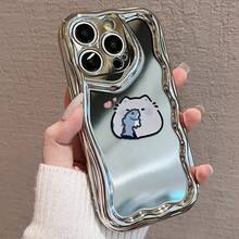 かわいい猫デザイン 電鍍防摔ケース for  17promax,16pro,15plus/14/13/12/11 スマホケース 衝撃吸収 保護カバー 高級感 ファッション 可愛いデザイン スマホ保護 軽量 耐久性 使いやすい スマホアクセサリー - シルバー - チェックする 2