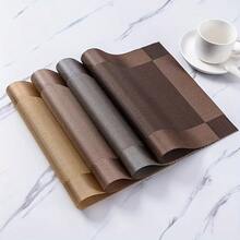 4/6/10pcs Placemats Set, Kitchen Dining Table Mats, Heat-Resistant Non-Slip Washable PVC Placemats, Easy Clean Woven Vinyl Placemats - Multicolor - View 7