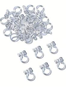 30 phụ kiện kẹp bông tai bằng nhựa, bông tai kẹp hình chữ U trong suốt 11x8MM không đau dùng để làm đồ trang sức, phụ kiện cho đồ thủ công DIY, phù hợp cho người mới bắt đầu và phụ nữ - Trong sáng - Xem 5
