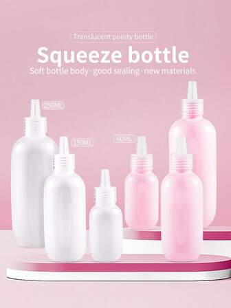3个装空塑料瓶，可挤压滴管，可重复灌装，美甲按压瓶，容量60/150/250毫升，透明空瓶，可用于装卸甲水、清洁水、酒精等，带压力滴管。