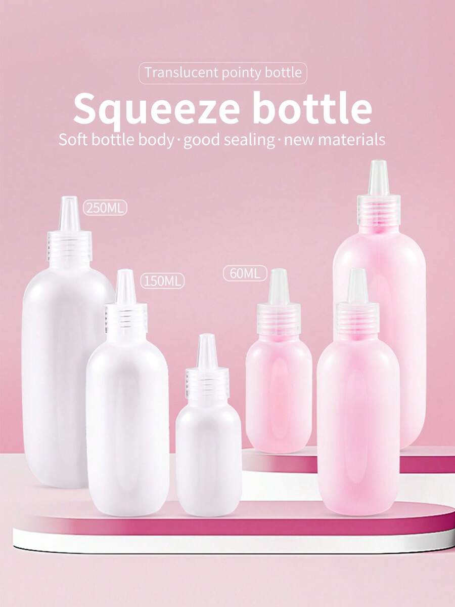 3Pcs Empty Plastic Bottle Squeezesable Liquid Dropper Refillable Bottle Nail Art Press Bottle 60/150/250ML Transparent Empty Bottle Nail Polish Remover Cleansing Water Alcohol Dispenser Pressure Dropper Bottle - Multicolor - View 1